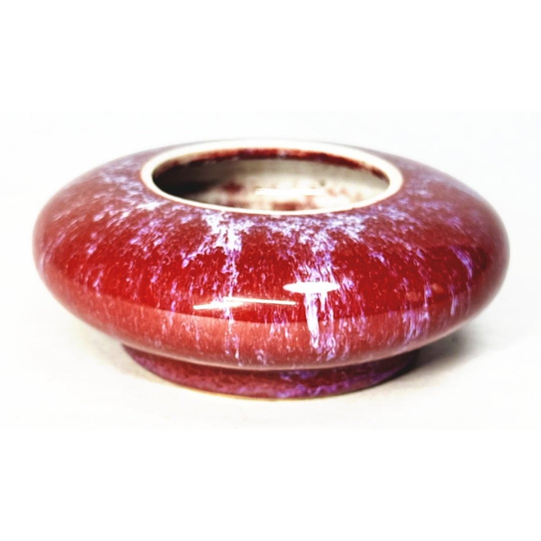 清時代 辰砂紅釉堂鑼洗 水盂 辰砂 窯変 古玩唐物