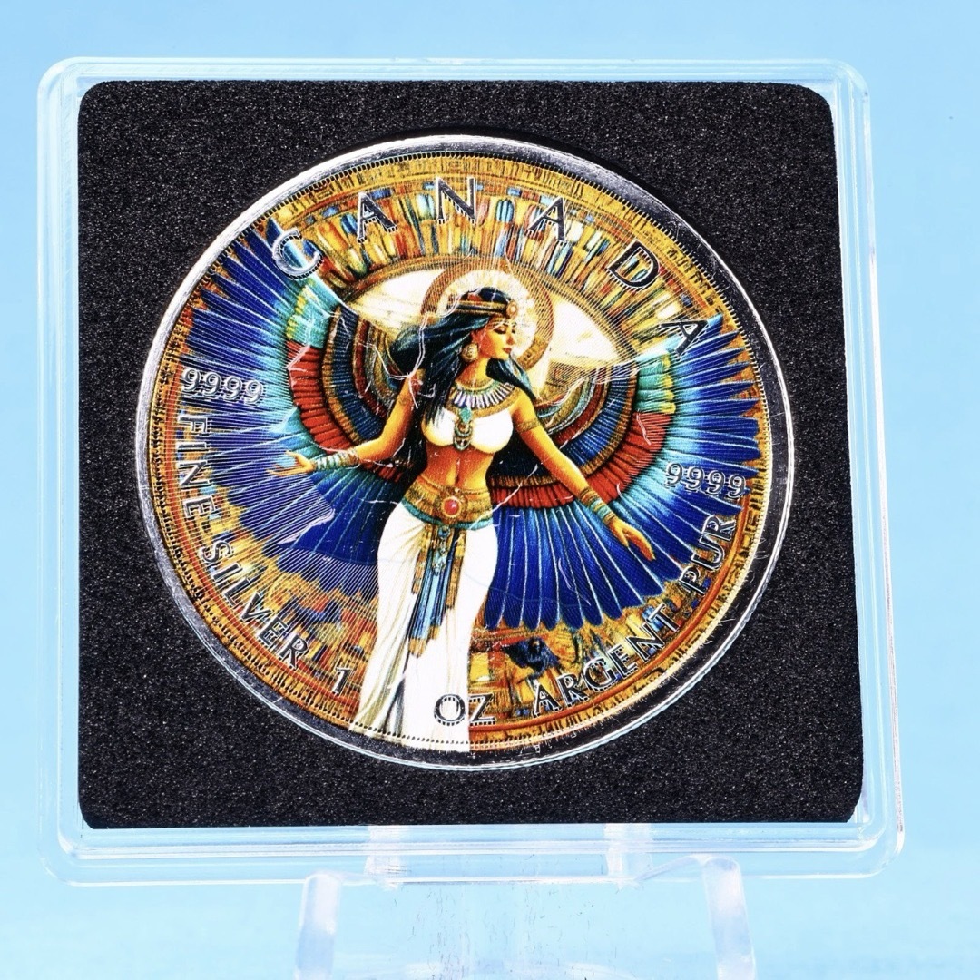 100枚限定 メイプルリーフ 銀貨 カラー 古代エジプト イシス女神 1オンス