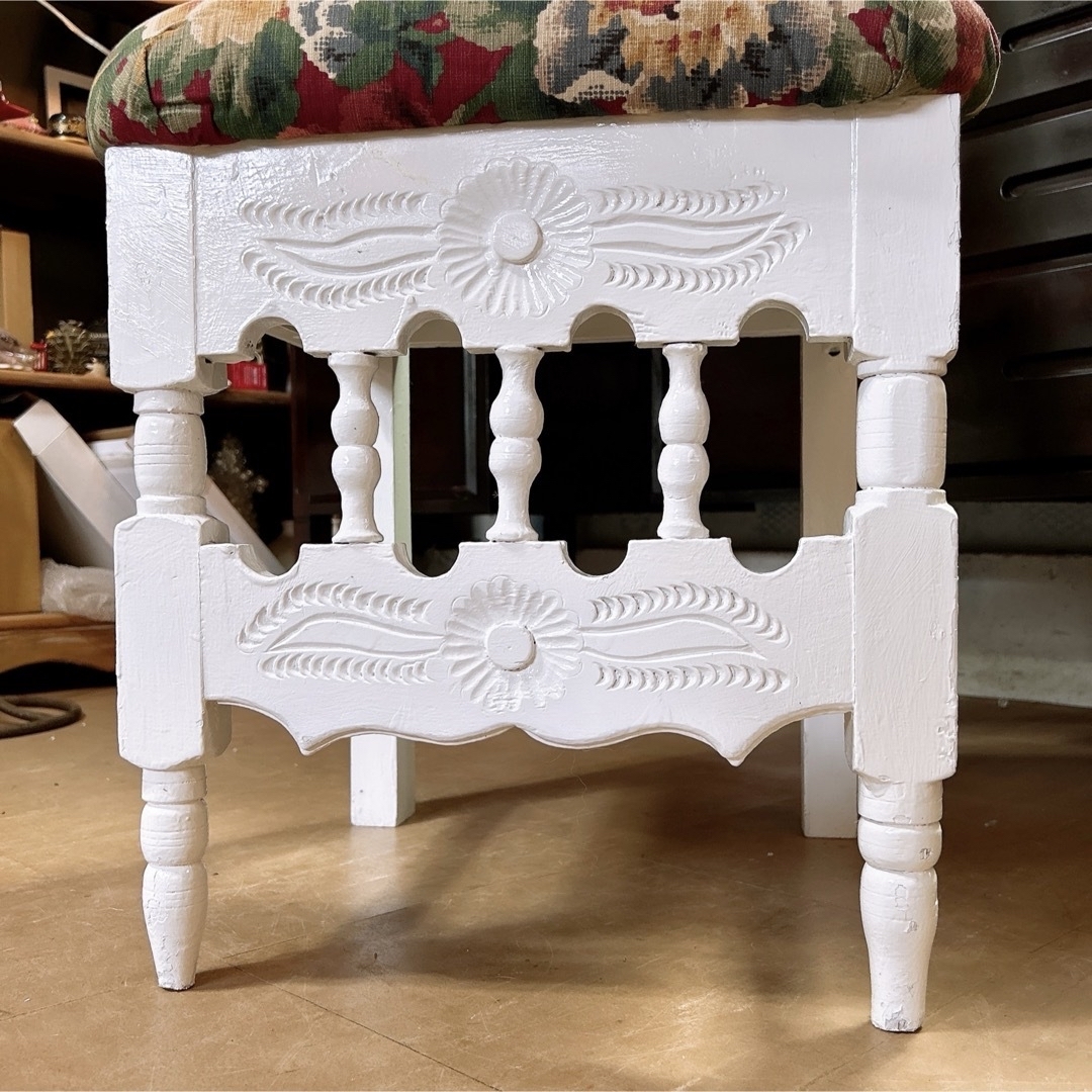 アンティーク商材 ① オールドウッド クッションチェア ウッドスツール