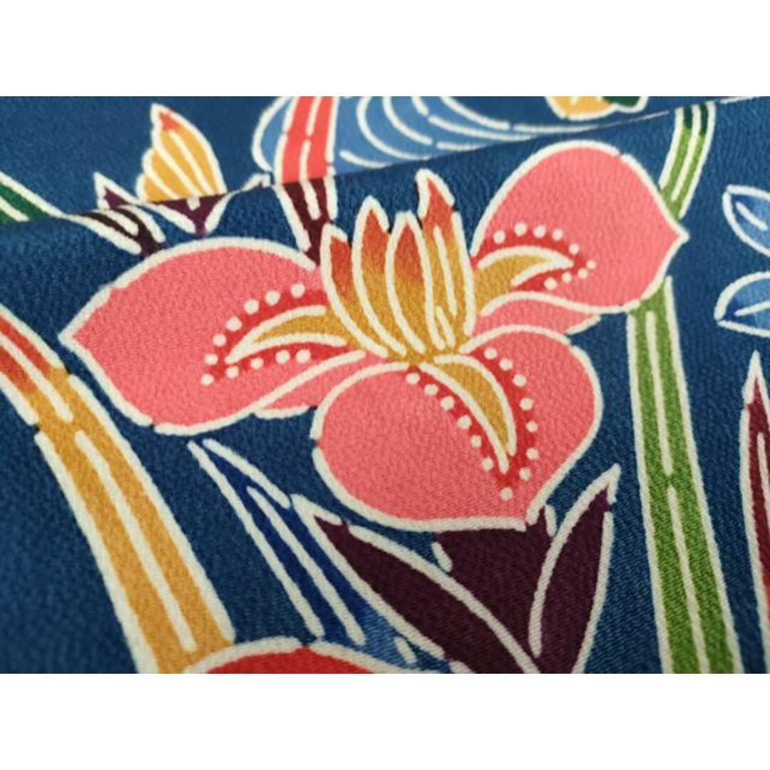 平和屋着物○和染紅型 栗山紅型 栗山吉三郎 振袖 流水風景花文 正絹