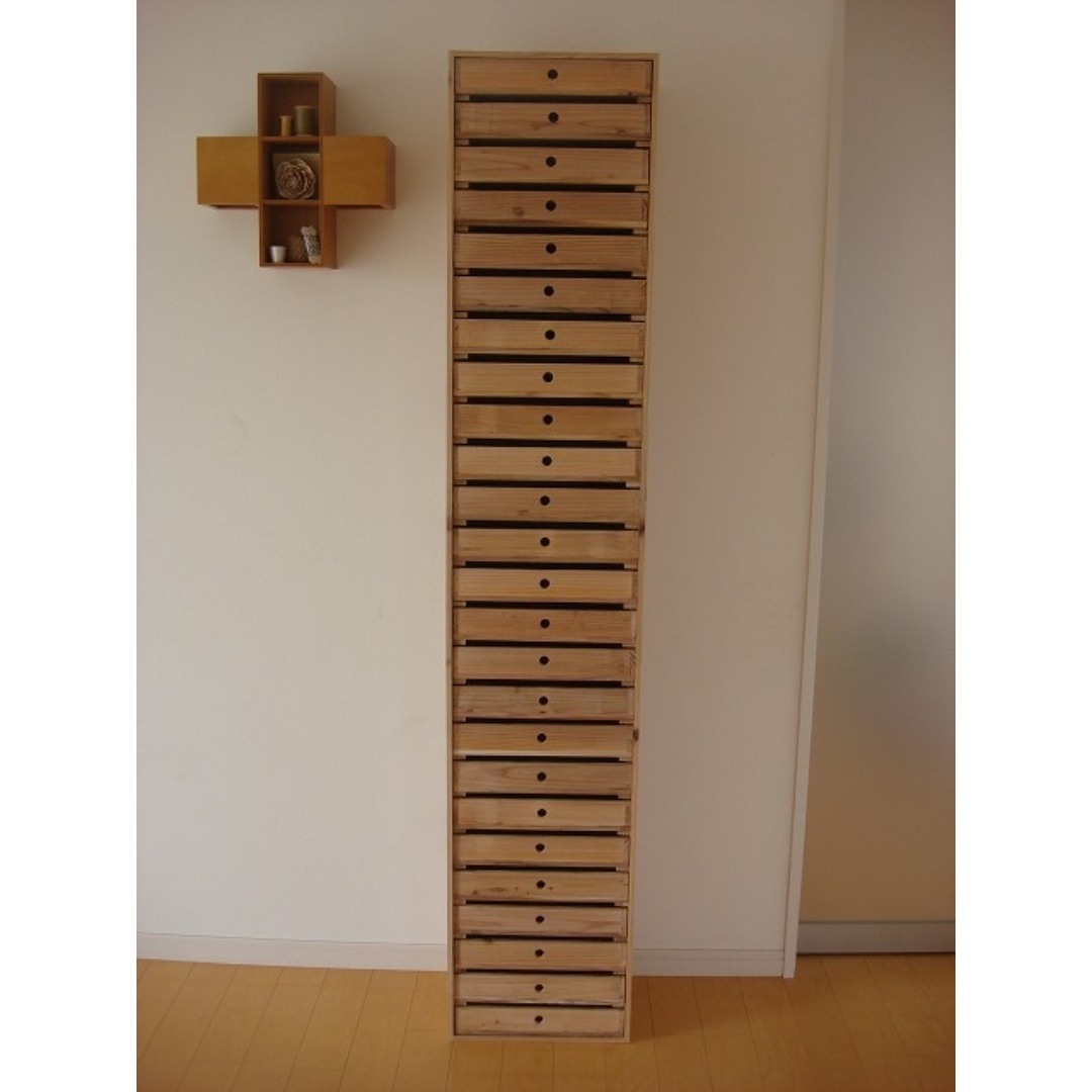 ☆サイズ変更可能☆A4丸穴25段引き出し/無垢材 木製書類ケース