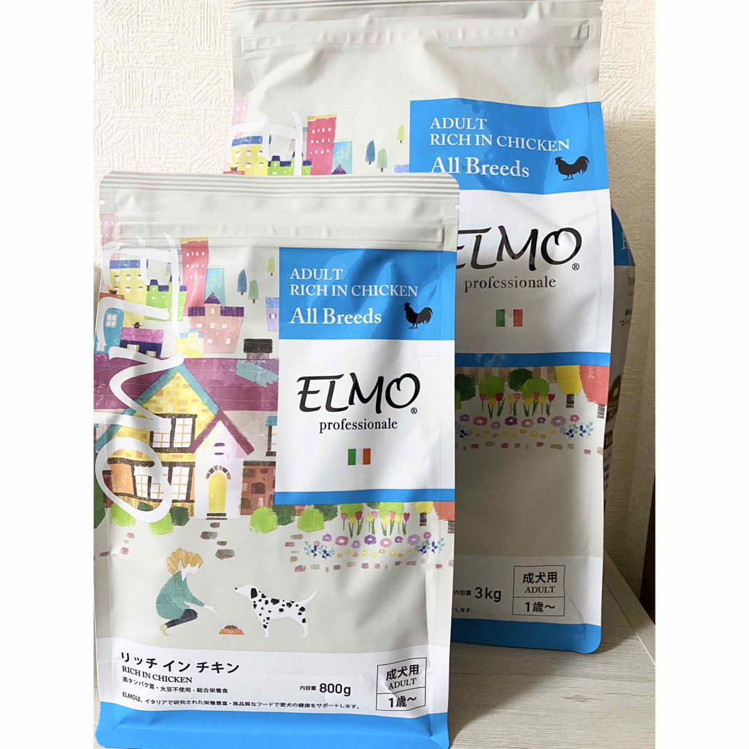 ELMO エルモ ドッグフードリッチインチキン成犬用3kg×1袋 800g×3