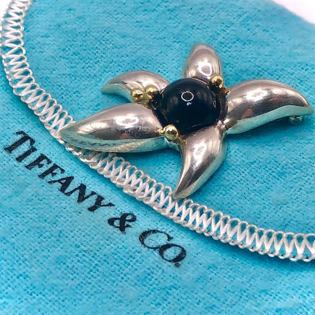 希少 ティファニー ファイヤーワークス ブローチ 925×750 オニキス 美