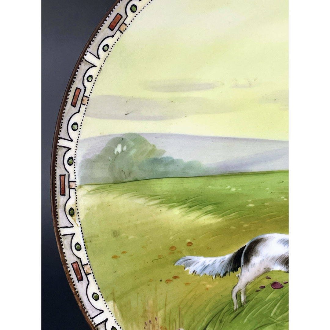 希少】オールドノリタケ 約25．5㎝ 手描き 猟犬図 プレート 皿