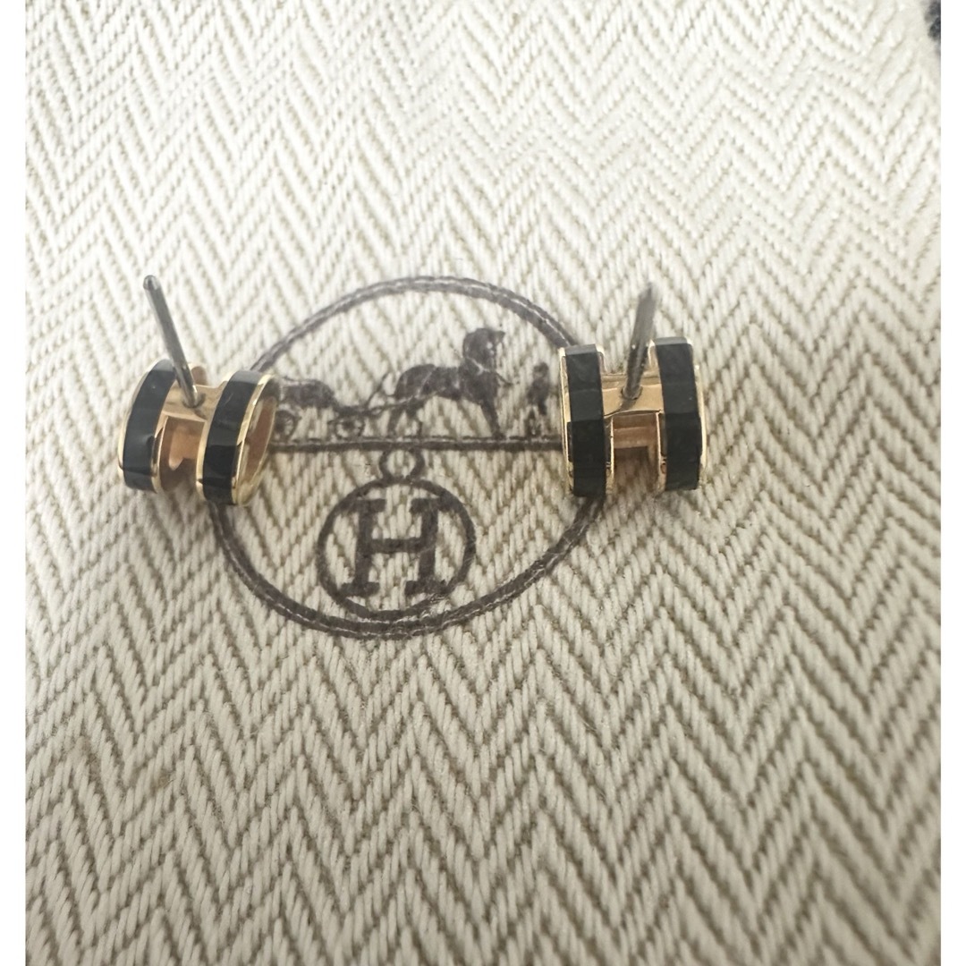 HERMES ピアス ポップHミニ ノワール×ピンクゴールド ほぼ未使用