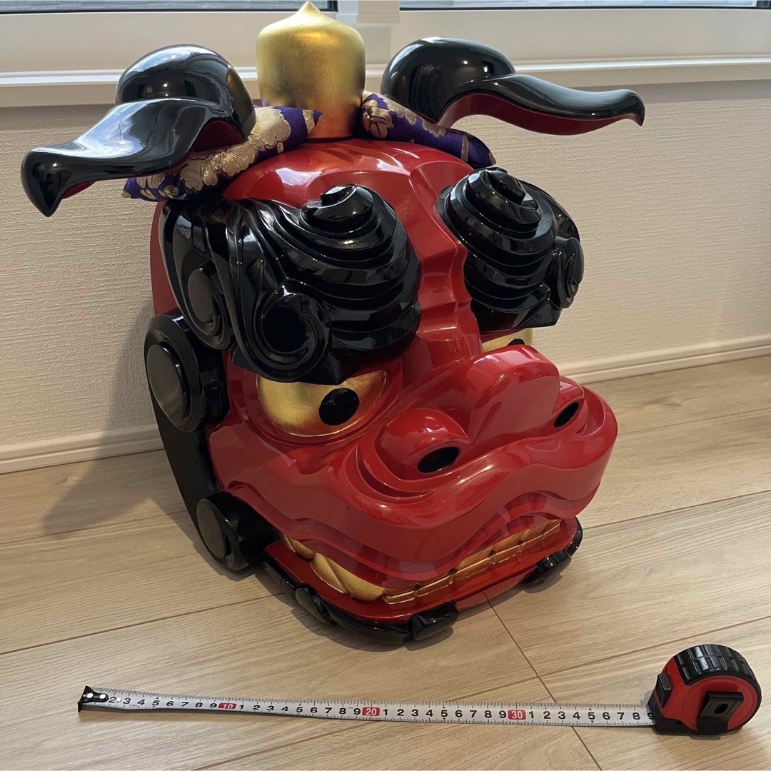 大ぶり】獅子舞 獅子頭 木彫 魔除け 祭 置物 古美術 神楽 木製 木彫 正月