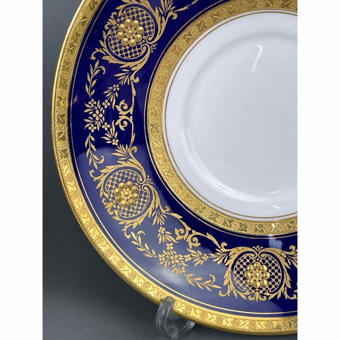 美品】オールドミントン コバルト地 金彩 ブイヨンカップ＆ソーサー 金盛り