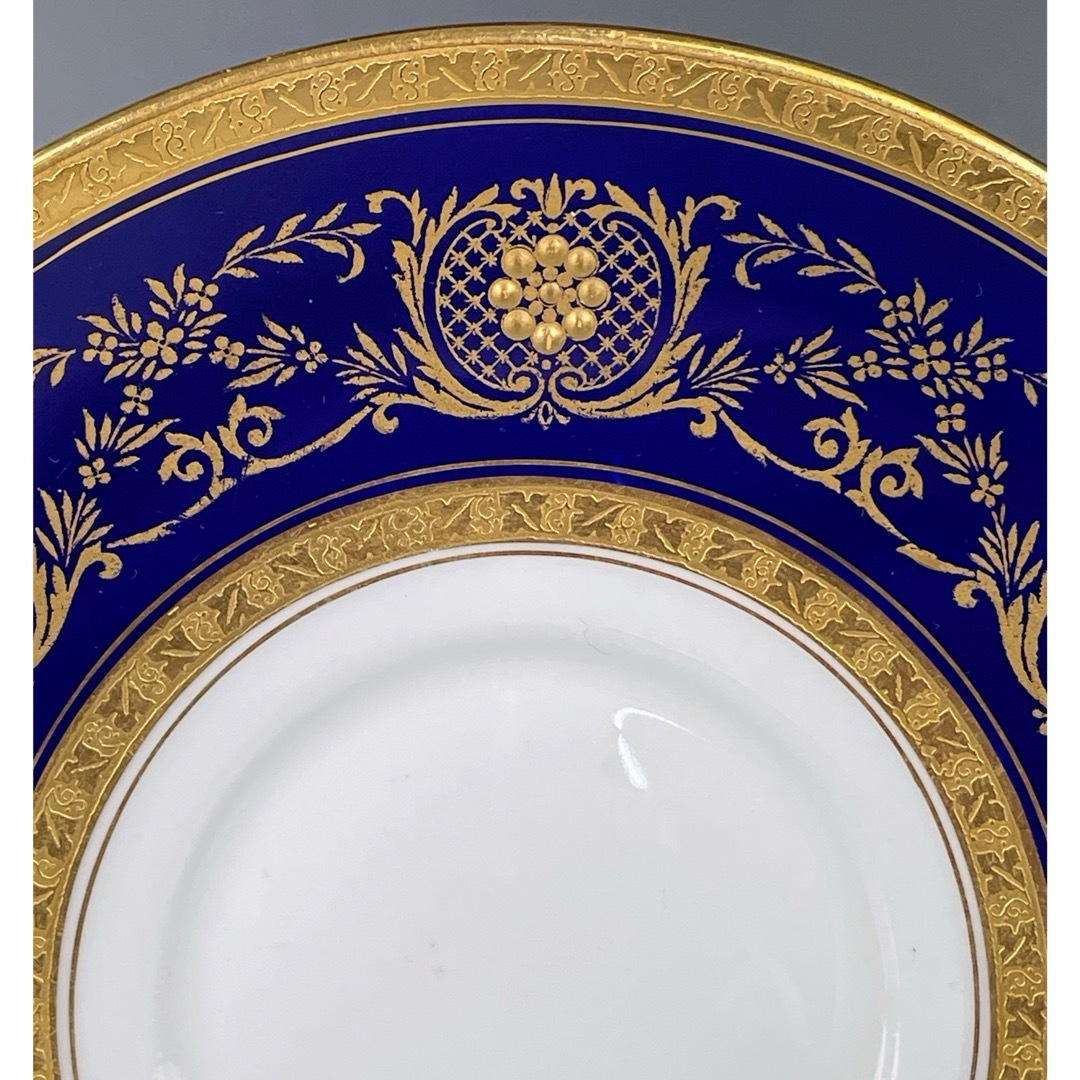 美品】オールドミントン コバルト地 金彩 ブイヨンカップ＆ソーサー 金盛り