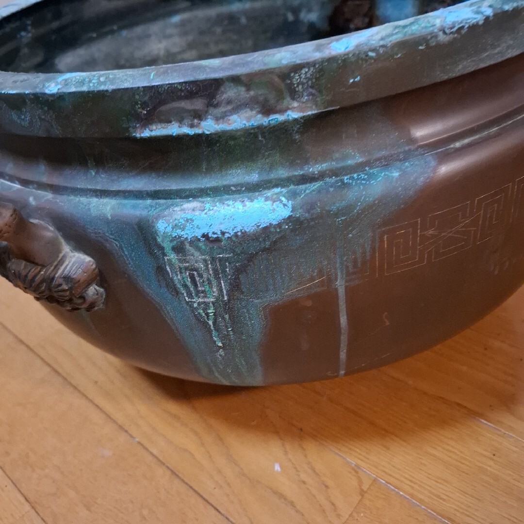 伝統工芸 工芸美術 大火鉢 丸火鉢 銅製火鉢 大型火鉢 銅製 銅器 古銅