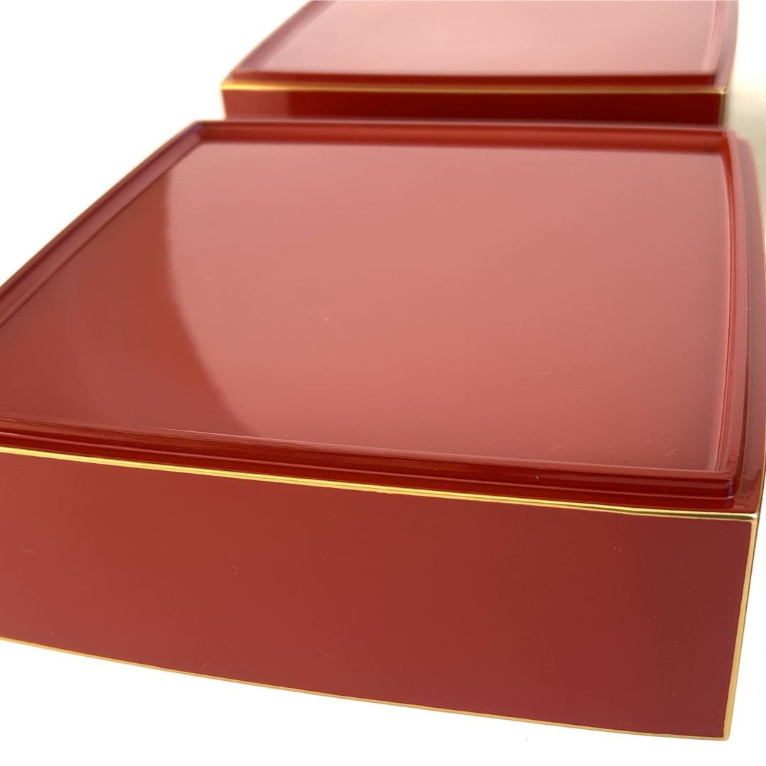 美品】漆器 漆塗り 重箱 三段重箱 三段重 お重 朱モダン