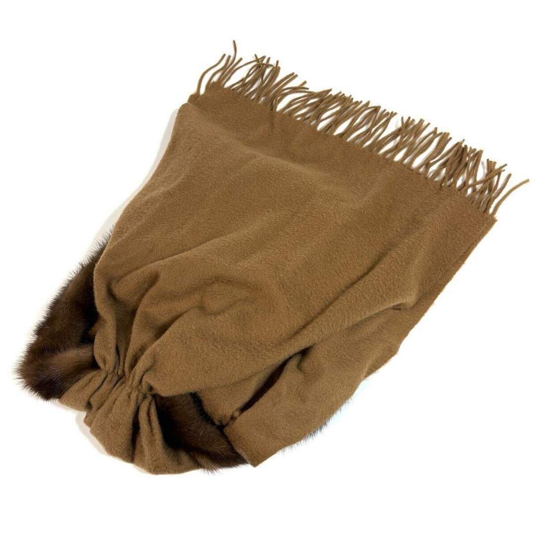 未使用】FENDI カシミヤミンクマフラー キャメル イタリア製 元箱 タグ付