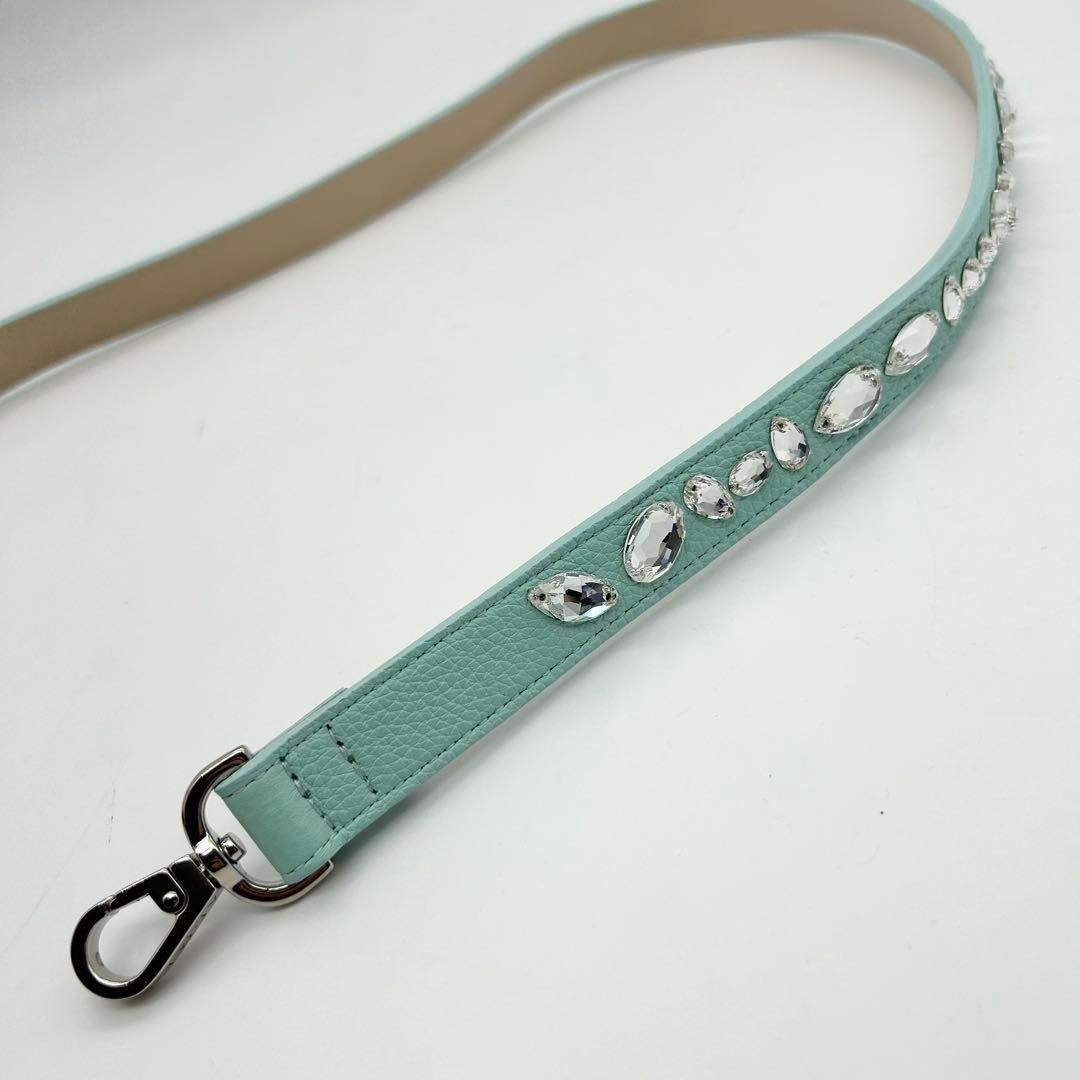 未使用級 A.D.M.J ショルダーストラップ クリスタル ビジュー レザー