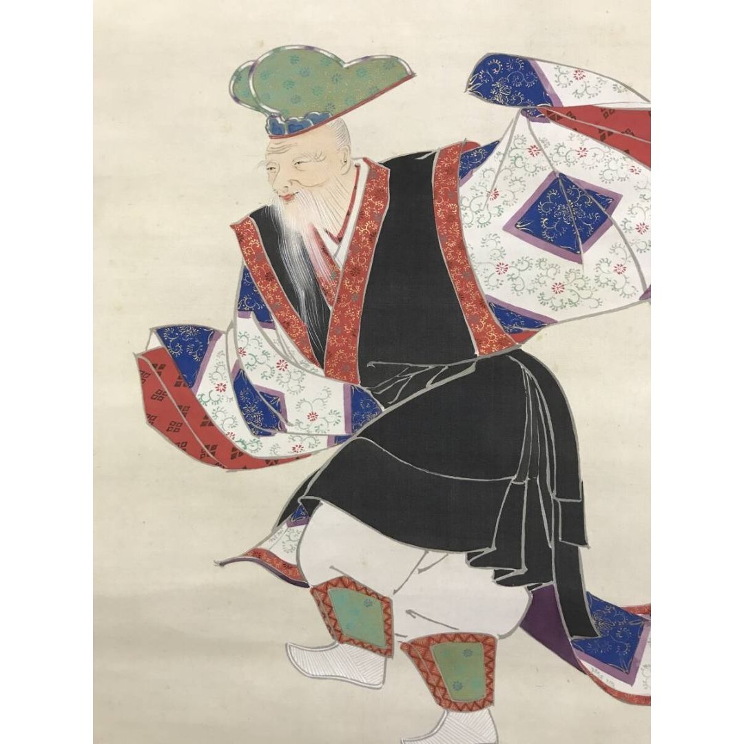 真作/嶺子/能画/人物図/祝掛軸/正月掛軸/掛軸☆宝船☆AK-646の通販