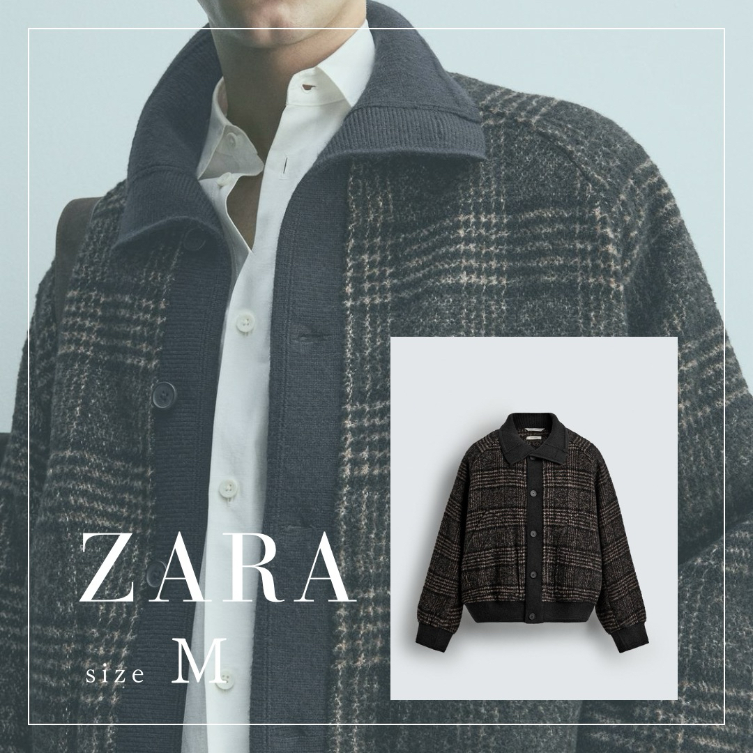ZARA リブ襟切り替えジャケット メンズ M 新品
