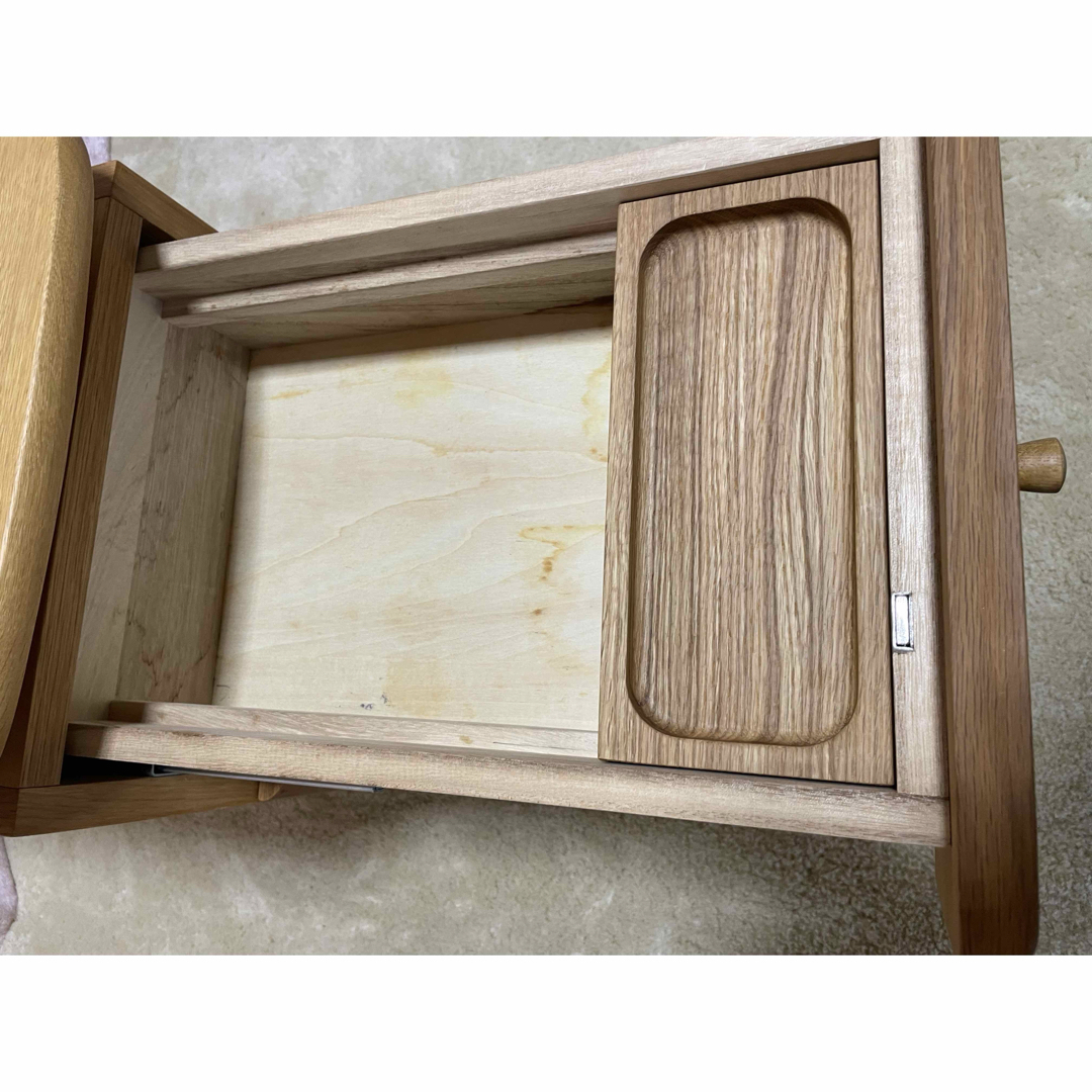 美品 飛騨産業 デスクワゴン デスクサイドワゴン木製 脇机 可動式テーブル