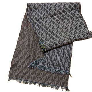 FENDI - フェンディ マフラー ズッカ柄 ストライプ ロゴ入り ブラウン