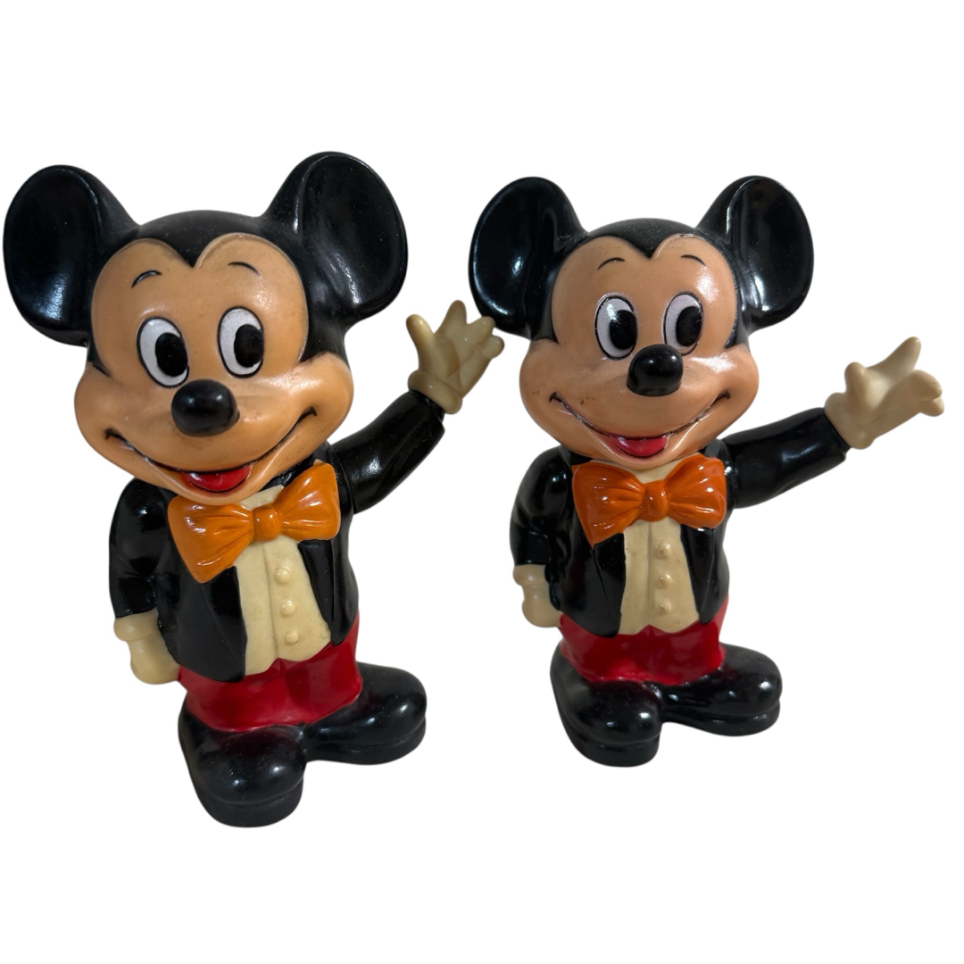 Disney - ヴィンテージ ミッキーマウス ドナルドダック ソフビ貯金箱