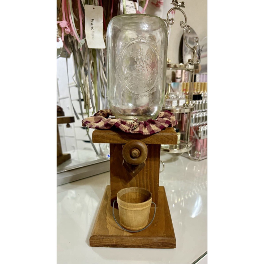 レトロ アメリカン雑貨 メイソンジャー 木製ディスペンサー 置物