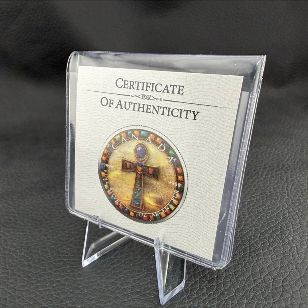 メイプルリーフ 銀貨 カラー 古代エジプト 宝飾アンク(エジプト十字架) 1oz