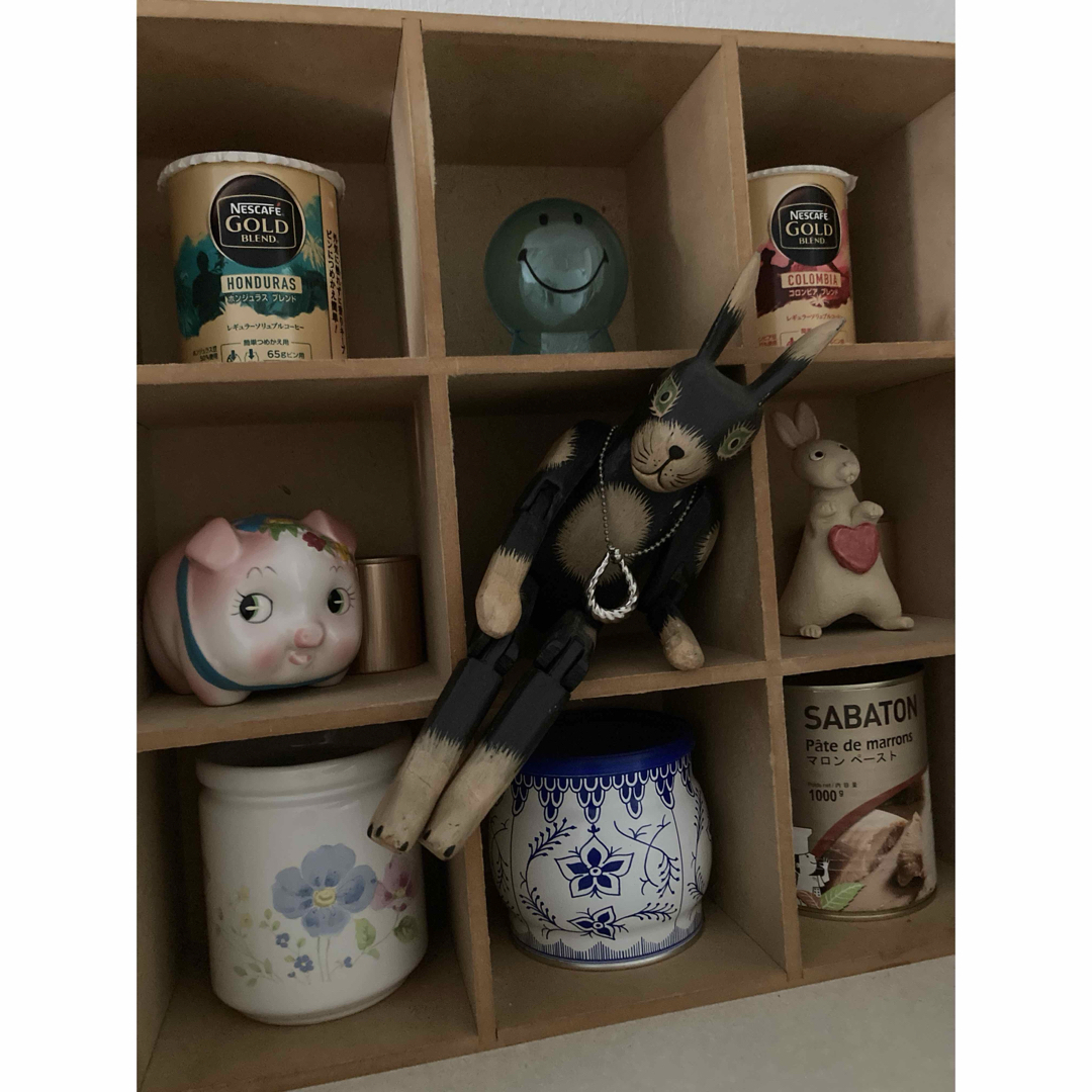 40年前ブロカントショップ購入ディスプレイラック飾り棚マス目箱柳カゴ5個