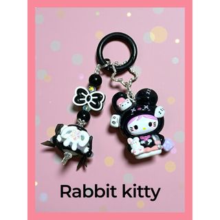 キティ 黒ミャクミャク 立体 マスコット ストラップ キーホルダー