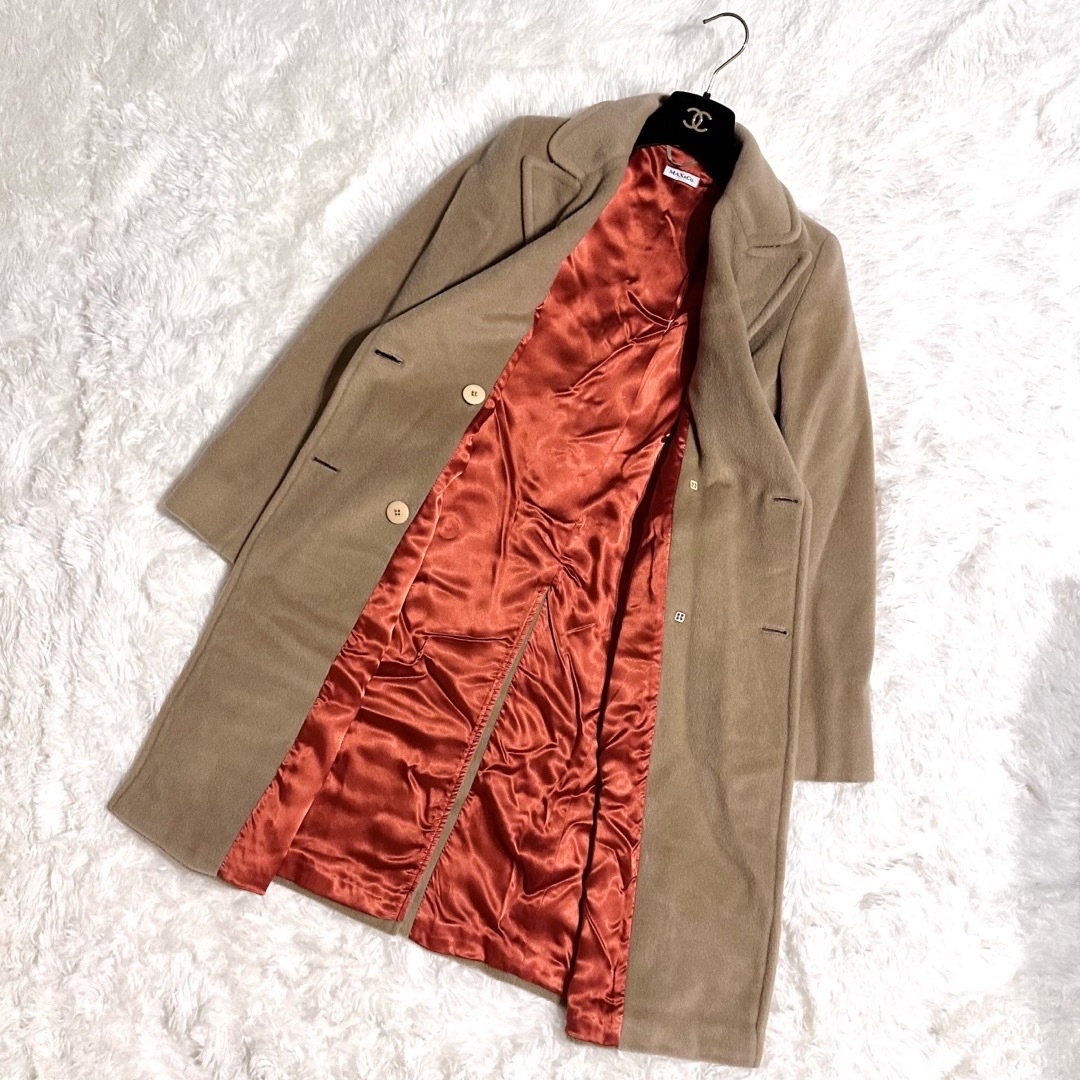 マックスアンドコー ロングコート カシミア混 ダブルブレスト 裏地