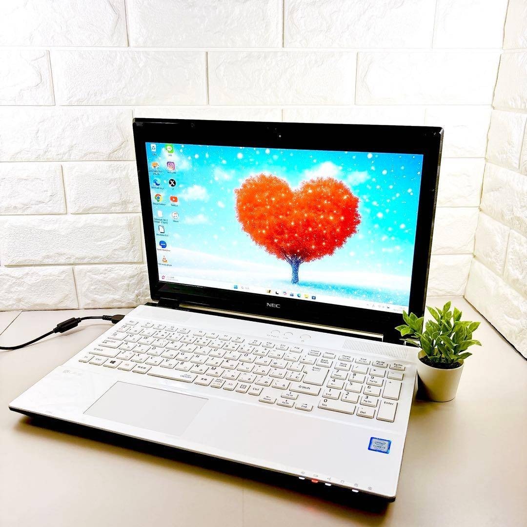 快適SSD✨メモリ8GB 第7世代 フルHD カメラ 白 ノートパソコン NEC
