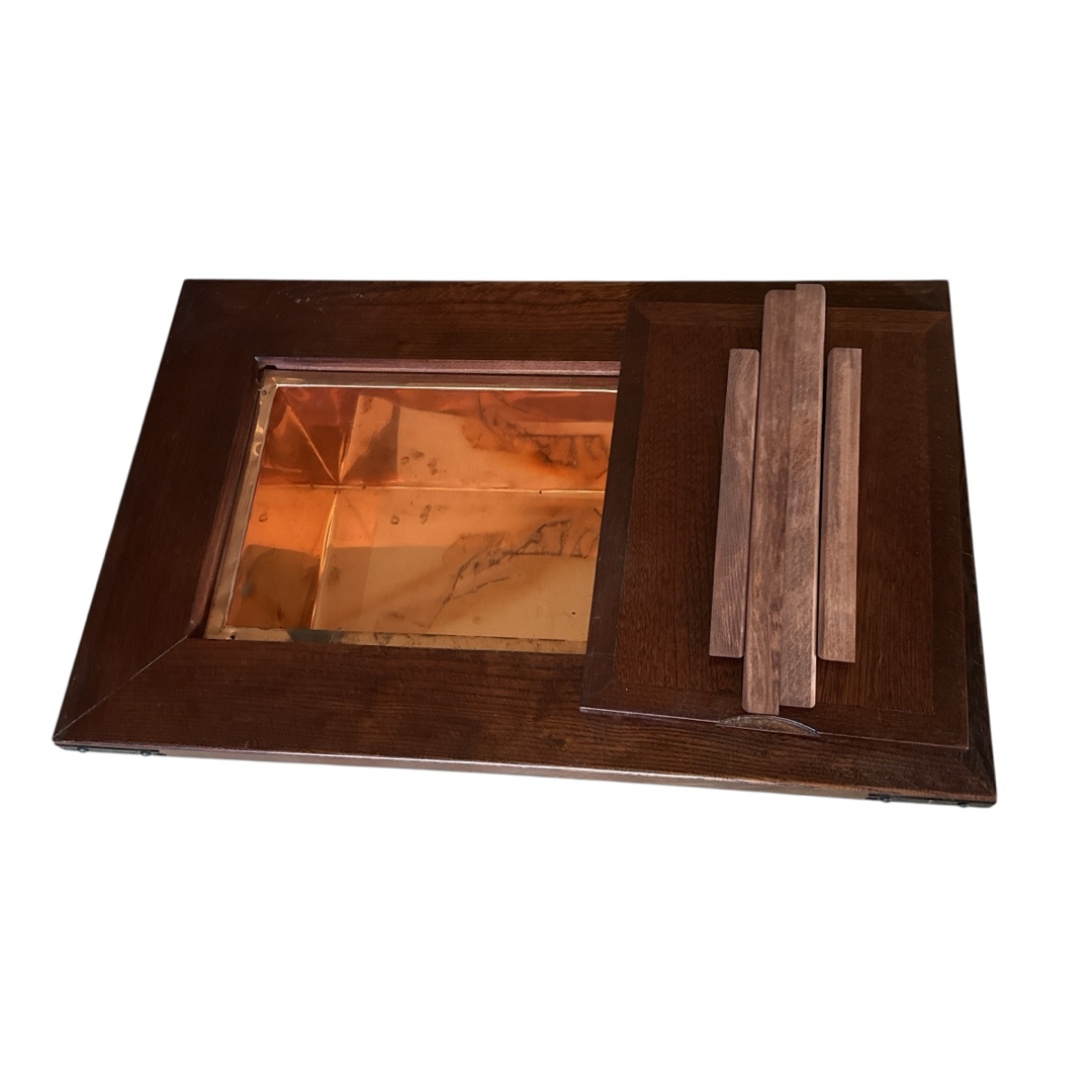 ロダン 中古 国産民芸家具 四隅の金具 火鉢囲炉裏、関西火鉢、木製