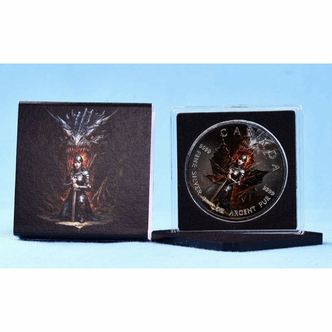 100枚限定 メイプルリーフ 銀貨 カラー ドラゴンナイト 1オンス 1oz