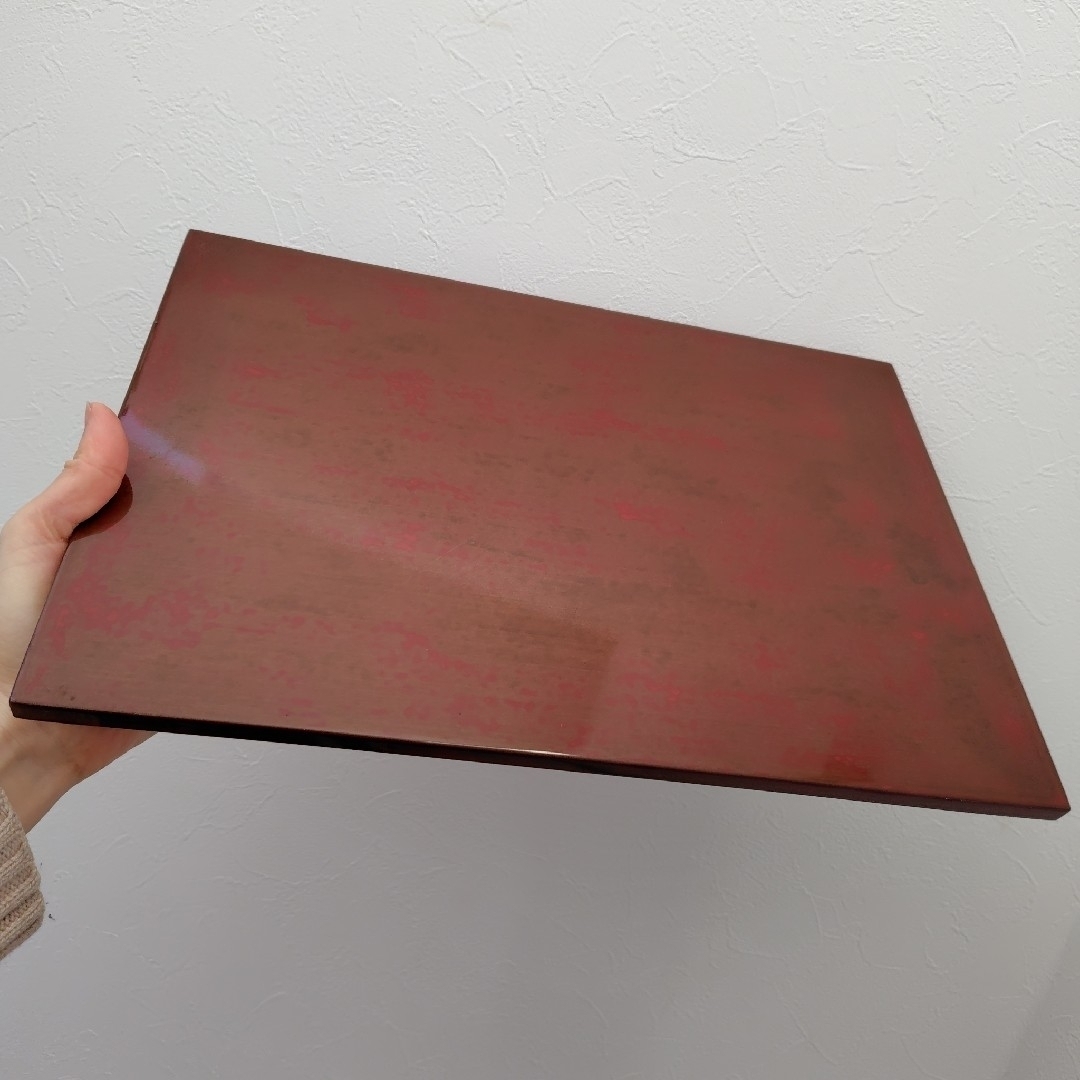 静岡県無形文化財 金剛石目塗 漆器 鳥羽硬忍 折敷 長角皿