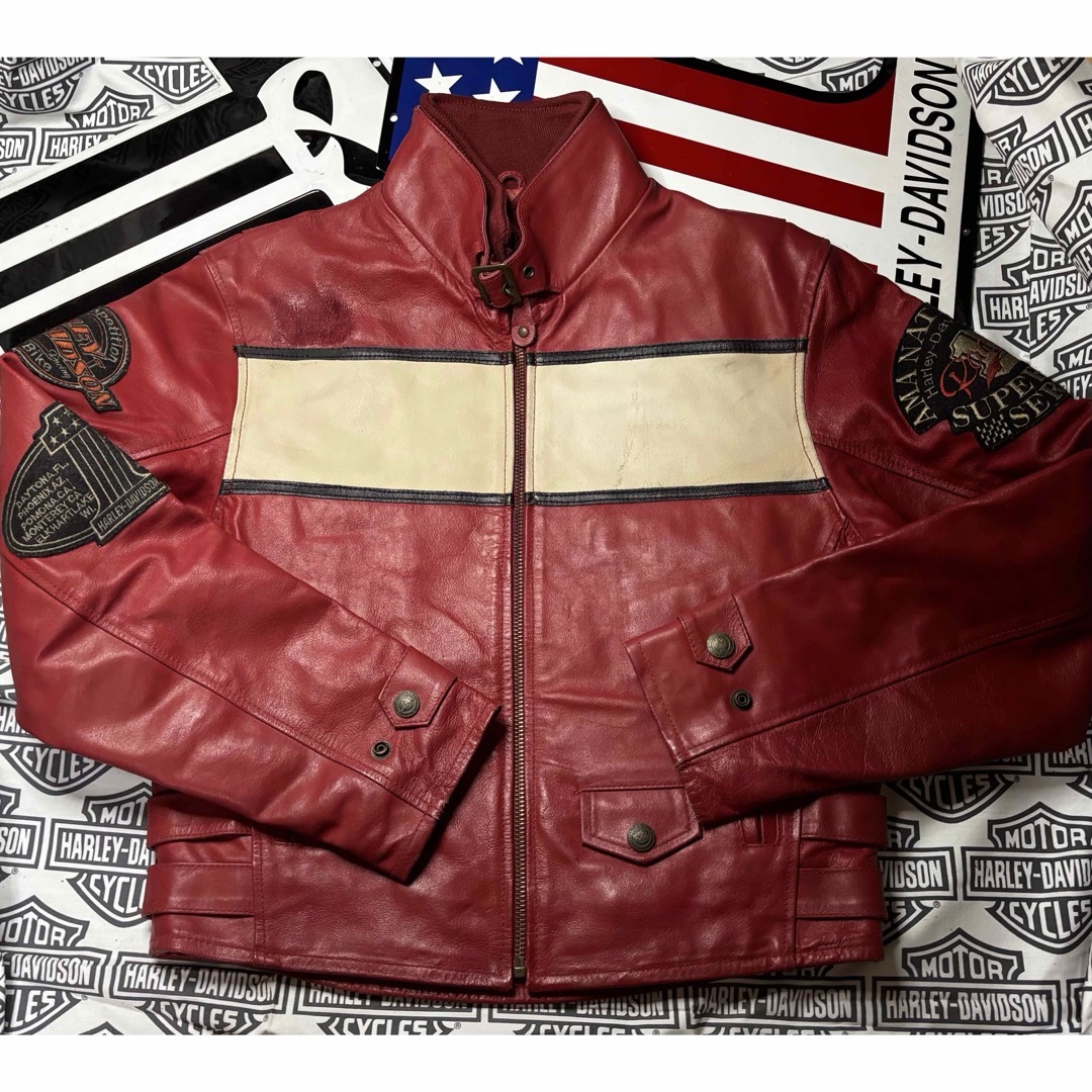 Harley Davidson - ハーレーダビッドソン 背面&袖・銀糸・赤糸・刺繍