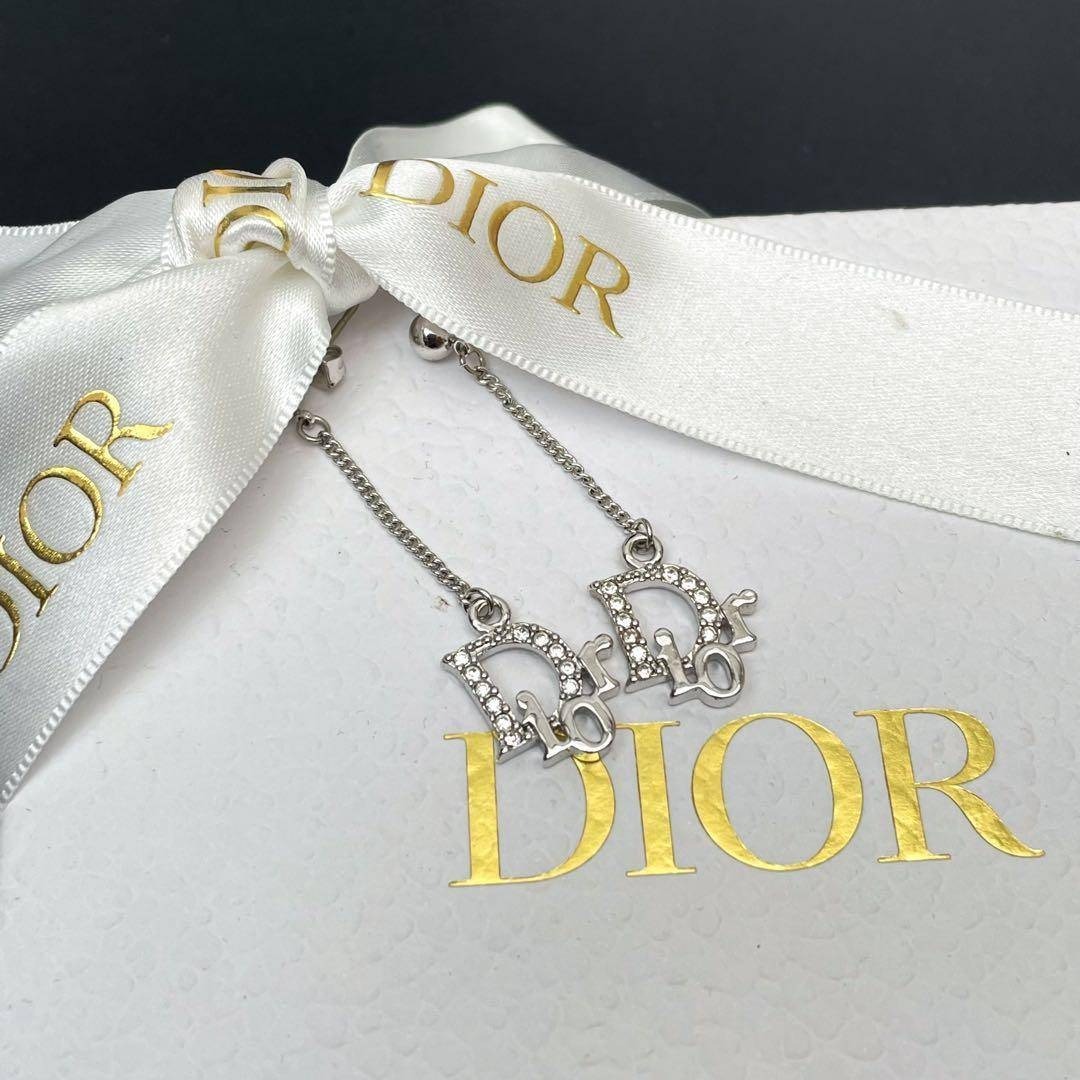 Christian Dior - 良品 ディオール Dior ロゴ ピアス ラインストーン