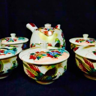 新品！金彩秋峰美術九谷焼蓋付湯のみ5客＆急須セット