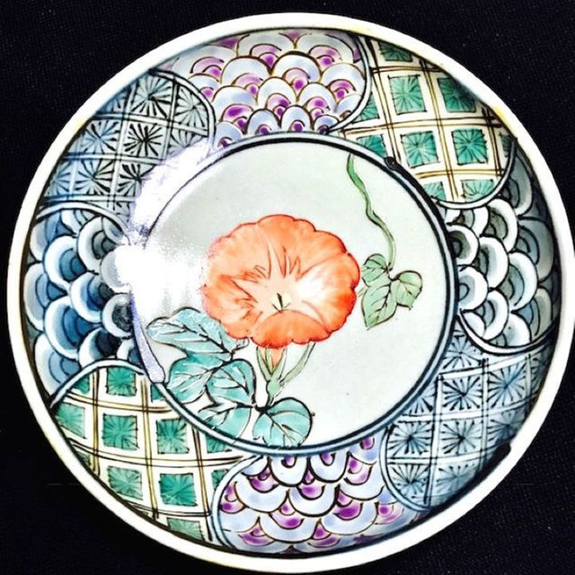 有田焼 5代 佐藤走波 染錦 草花文 5寸鉢 5枚セット 美術品/アンティーク