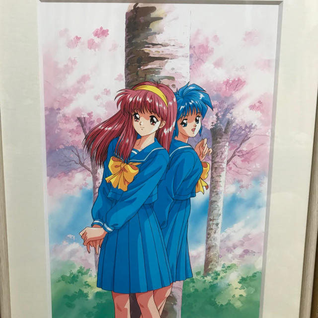 ときめきメモリアル リトグラフ 藤崎詩織.虹野沙希 桜の下