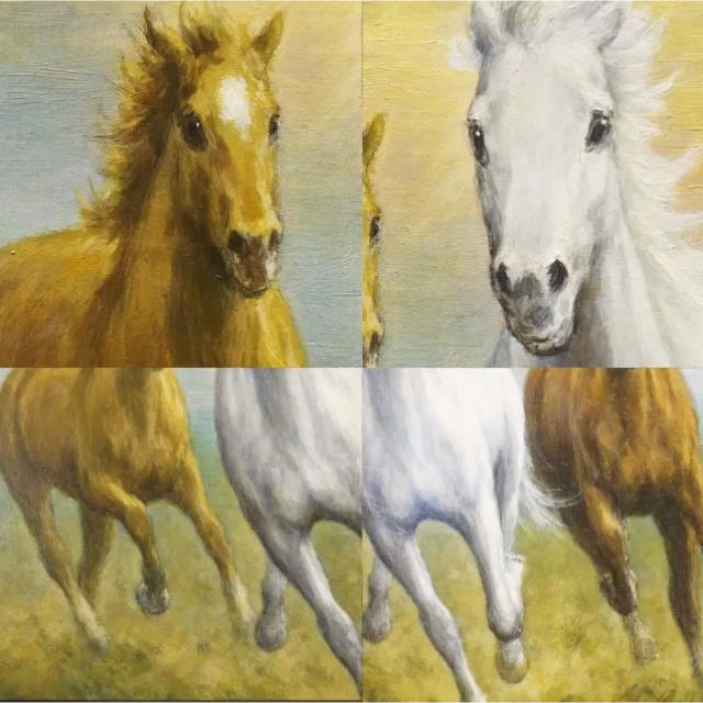 松岡克 【白馬】肉筆 油彩 直筆サイン 孤高の画家 渾身の傑作 洋画家