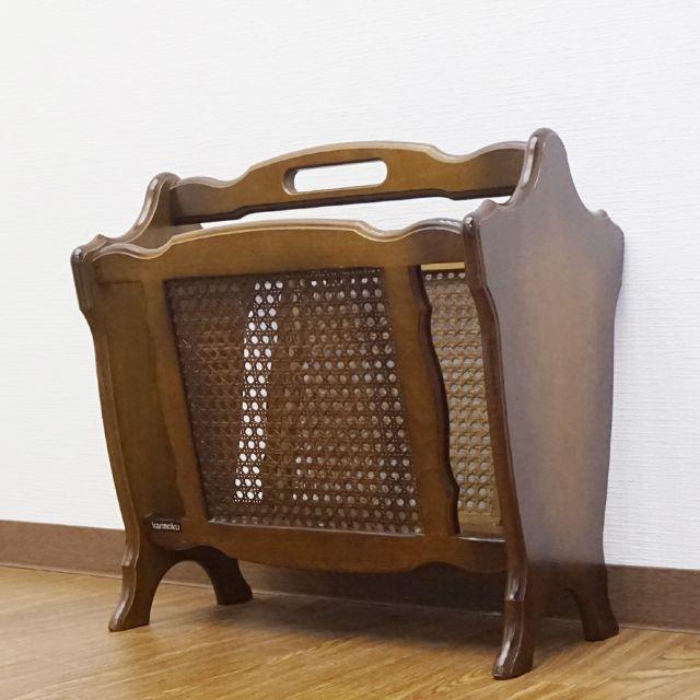 カリモクコロニアル マガジンラック付サイドテーブル 木製 昭和レトロ