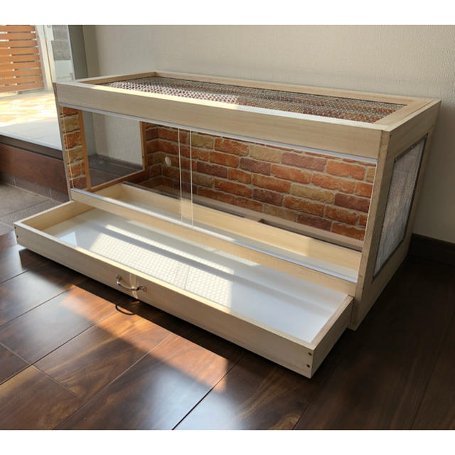 木製ケージ ハリネズミ ハムスター 小動物 引出しタイプ カスタム