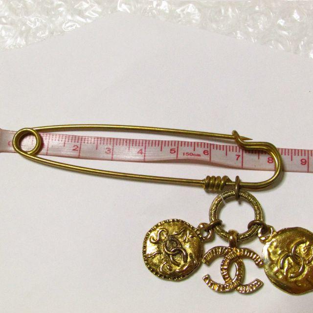 シャネル ココマーク チャーム 安全ピン型 ブローチ ゴールド ヴィンテージ