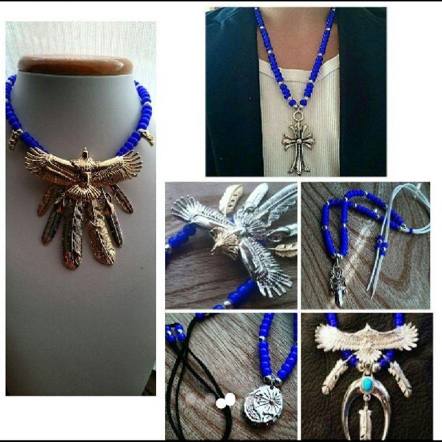 アンティーク ホワイトハーツネックレス！ゴローズの革紐通ります