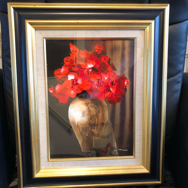 真作 立川広己 油彩 バラ (フリージャ) 画寸33x24㎝ F4 真作 立川広己