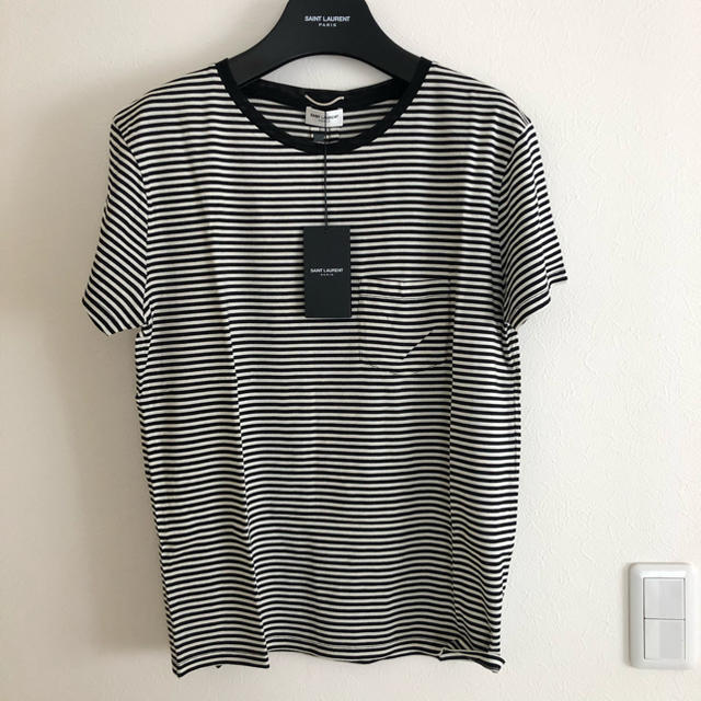 新品！SAINT LAURENT キムタク着 シルクボーダーTシャツ サイズL 古着