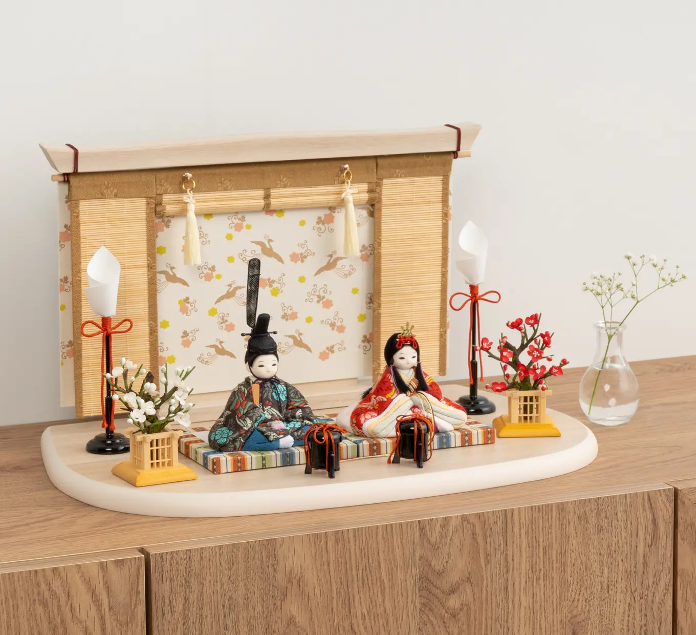 雛人形「ことこと 相鳥花菱文・紅色」｜雛人形の通販 ふらここ