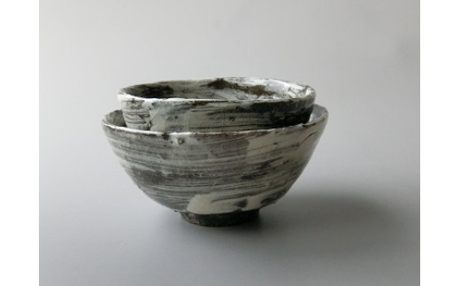 唐津焼】中川自然坊窯 刷毛目唐津 ご飯茶碗（夫婦碗）ペアセット