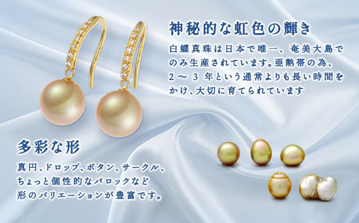真珠】 奄美 パール 白蝶真珠（ 7mm K18 イエローゴールド ピアス 2470