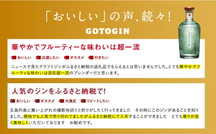 GOTOGIN（ゴトジン）500ml クラフトジン 五島市/五島つばき蒸溜所