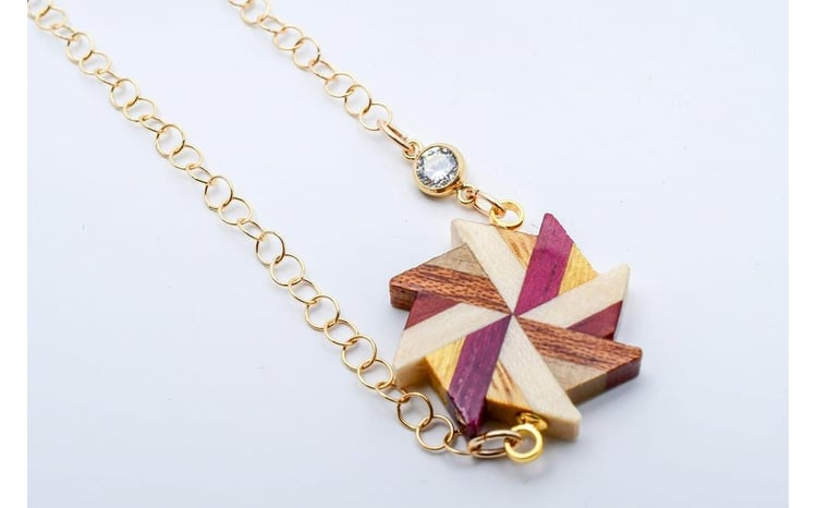 箱根寄木細工 風車＆ジルコニア ペンダント | 工芸品 装飾品 民芸品