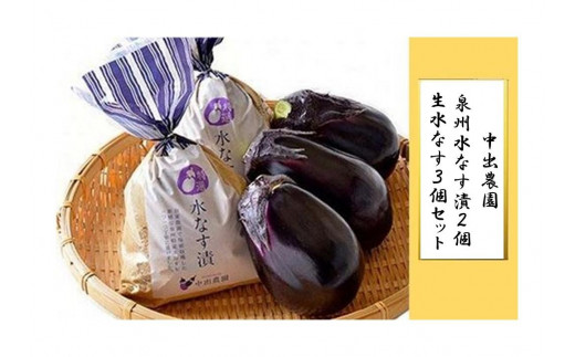 先行予約】中出農園 泉州水なす漬2個＋生水なす3個セット - 大阪府