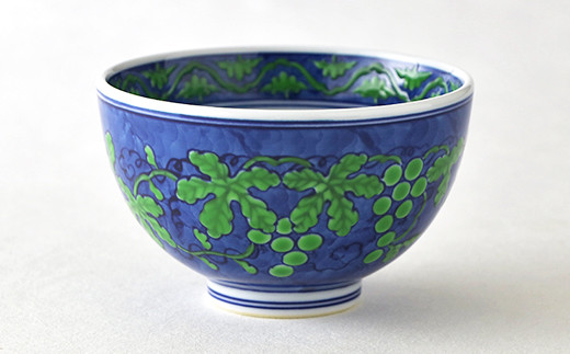 有田焼 源右衛門窯 染付葡萄紋 深鉢/骨董/時代物 有田焼 源右衛門窯 染