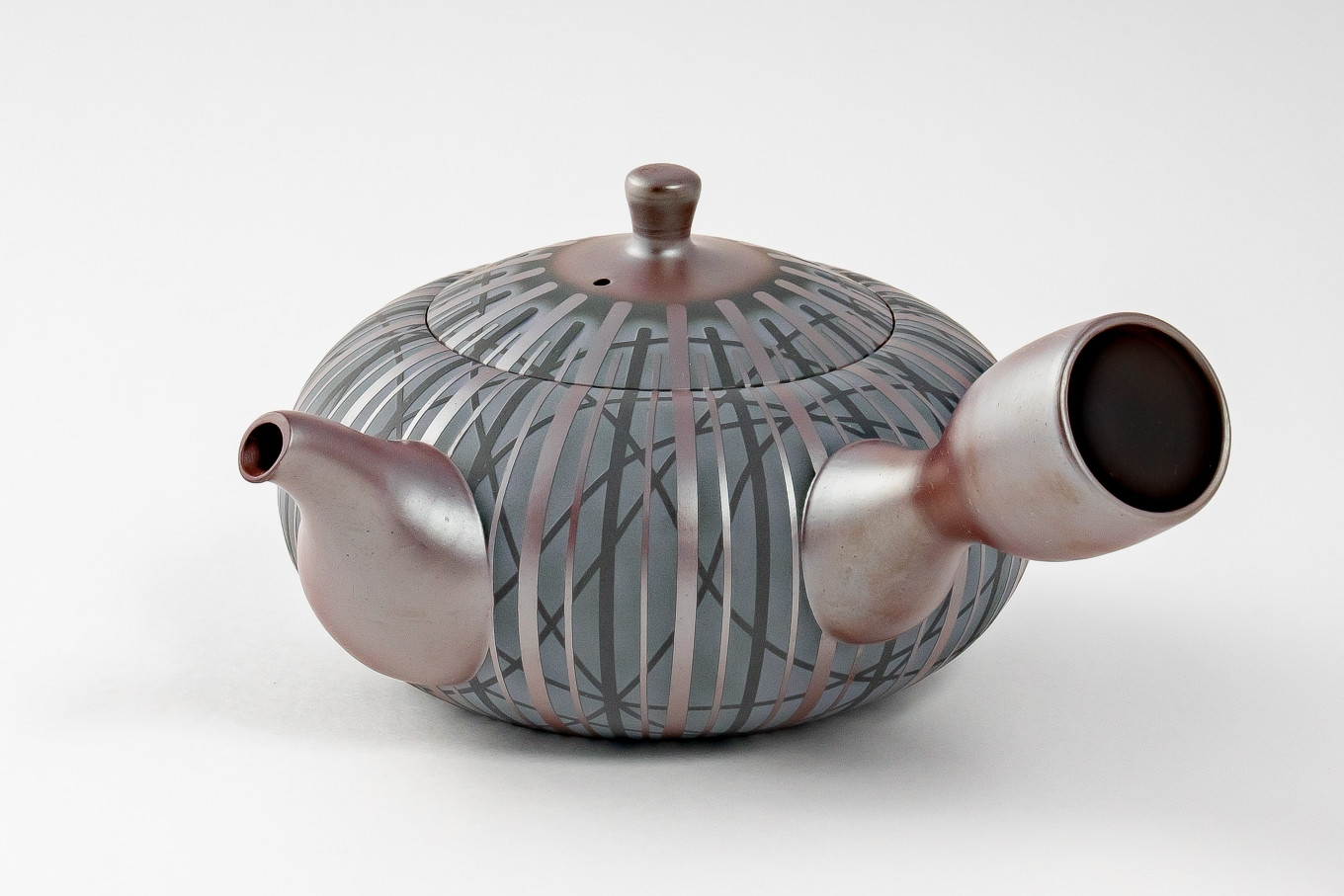 萬古焼（ばんこやき）】希少 萬古の匠・清水醉月（すいげつ）縞文茶器